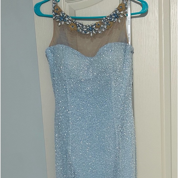 Sherri Hill blue sequence full length gown size 8. - Picture 7 of 12